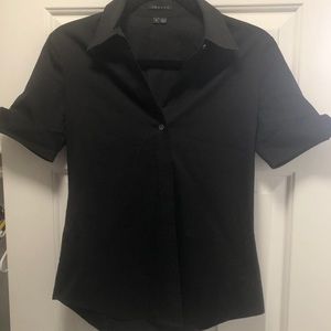 THEORY black collar button down shirt- small